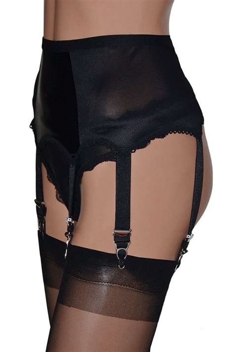 Vintage Style 6 Strap Satin And Power Mesh Suspender Belts