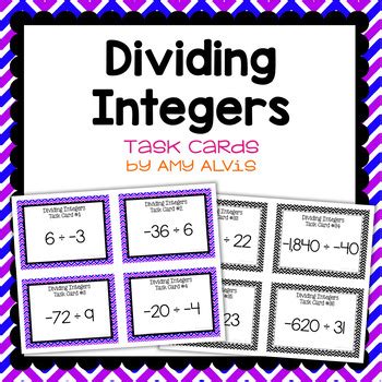 Integer Task Cards Division By Amy Alvis TPT