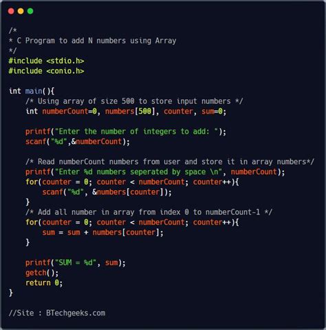 C Program To Find The Sum Of First N Natural Numbers Btech Geeks