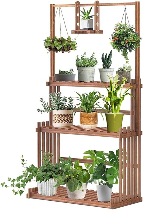 Unho Wood Plant Ladder Shelf Hanging Plant Stand 3 Tier Plant Shelf