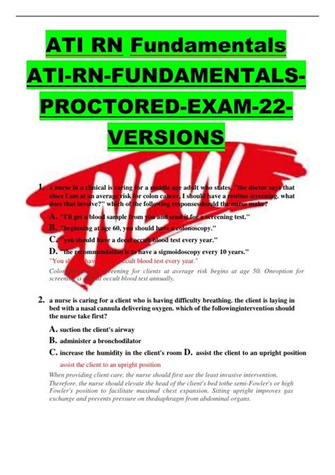 Ati Rn Fundamentals Proctored Exam Exam And Retake Guide Complete