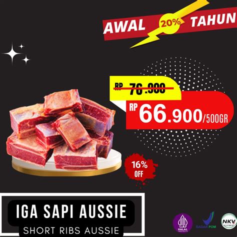 Jual Daging Iga Sapi Aus Halal Import Beef Short Ribs Aus Gr