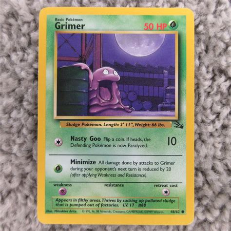 Grimer 48 62 Fossil Unlimited Pokemon TCG Card Vintage WOTC Common NM