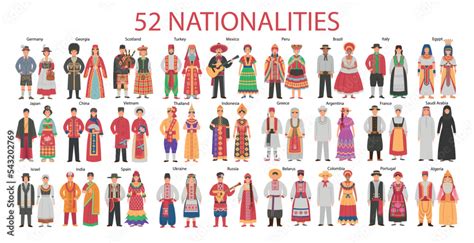 Big Set Of Men And Women In Folk Costumes From Different Countries Set