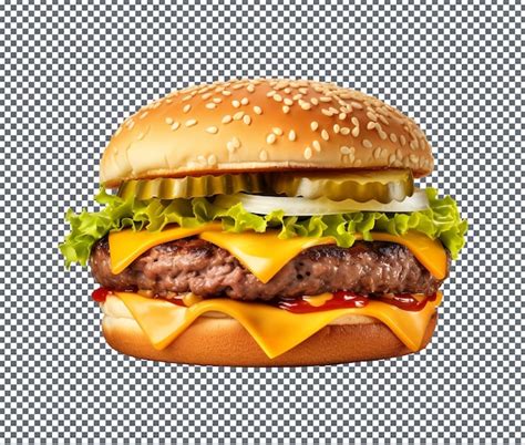 Premium Psd Yummy Cheeseburger Isolated On Transparent Background