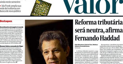 Capa Valor Econômico Edição Sexta 27 de Janeiro de 2023