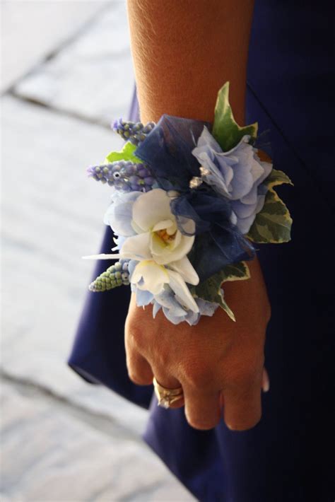 Blue And Ivory Wrist Corsage Prom Flowers Corsage Wrist Corsage Prom