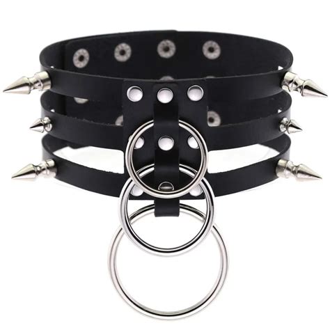 Harajuku Punk Spike Nieten Halsband Halskette Fetisch PU Leder Anime