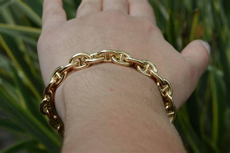 Cartier Heavy 18k Gold Vintage Link Bracelet Wide Nautical Anchor Chain