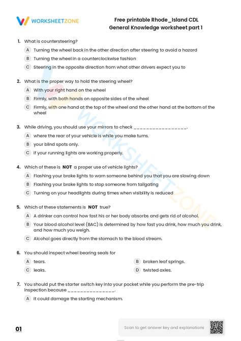Free printable Rhode/Island CDL General Knowledge worksheet part 14