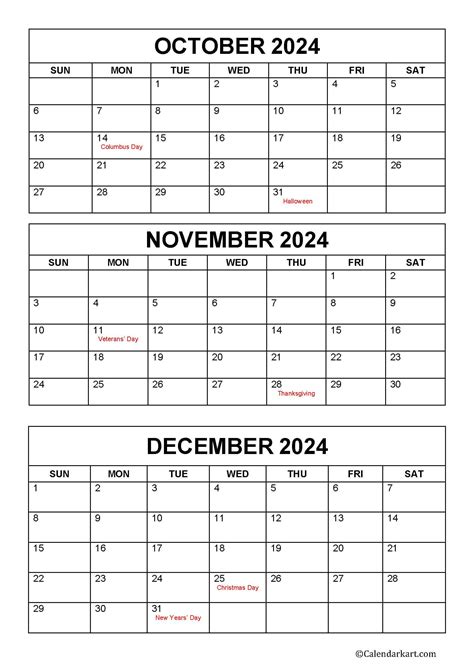 Calendar October To December 2024 Printable Calendar 2024