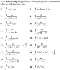 Answered Table Lookup Integrals Use A Table Of Integrals To