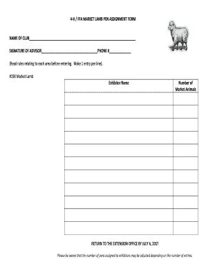 Fillable Online Greene Osu 4 H FFA MARKET LAMB PEN ASSIGNMENT FORM