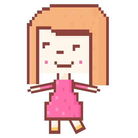 Premium Vector Pixel Art Girl Beautiful Girl In A Pink Dress Vector