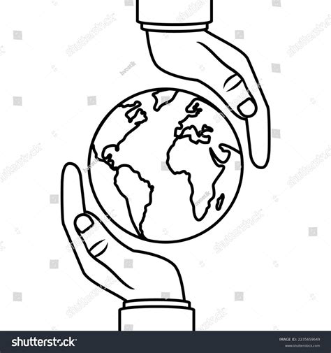 Human Hands Holding Globe Outline Icon Stock Vector Royalty Free 2235659649 Shutterstock