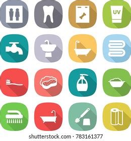 Health Sanitation Flat Icons Set Cleanness Stock Vector Royalty Free