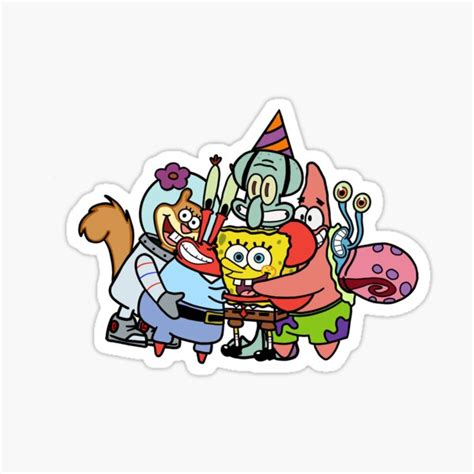 "SpongeBob cast hugging and smiling " Sticker for Sale by madivor ...