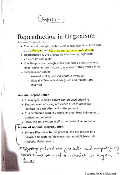 Class 12 Biology Notes Reproduction In Organism