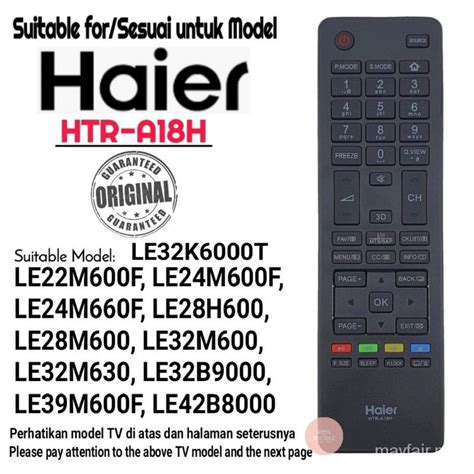 Original Haier HTR A18H Flat Panel Led TV Remote Control Shopee Malaysia