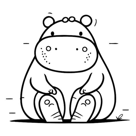 Premium Vector Cute Hippopotamus Sitting On The Ground Vector