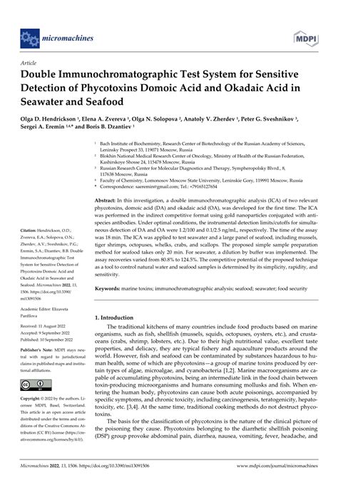 PDF Double Immunochromatographic Test System For Sensitive Detection