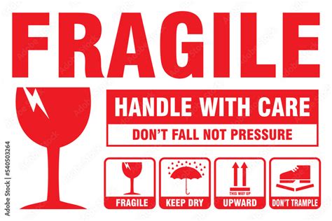 Fragile handle with care sticker and poster for delivery service Stock ...