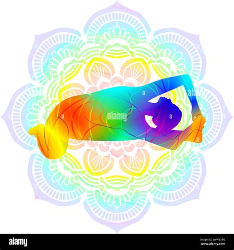Colorful Silhouette Of Yoga Parighasana Seated Gate Pose