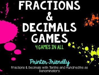 Fractions and Decimals Games by Fabulously Fourth | TpT