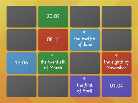Dates and years - Matching pairs