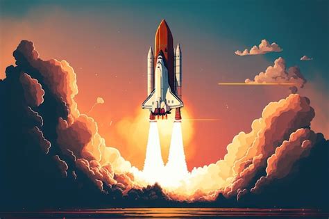 Premium Ai Image Spacecraft Launch Into Orbit In The Clear Sky The