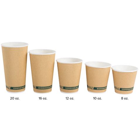 EcoChoice Oz Squat Double Wall Ripple Kraft Compostable Paper Hot Cup Case Paper