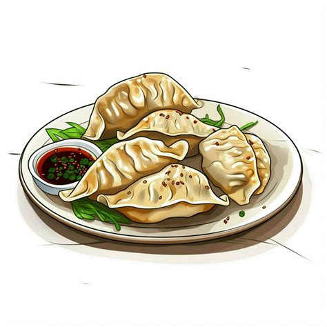 Gyoza 2d Vector Ilustración Dibujos Animados En Blanco Antecedentes H