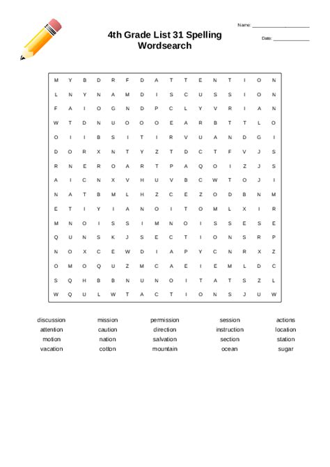 Th Grade List Spelling Wordsearch Wordsearch Quickworksheets