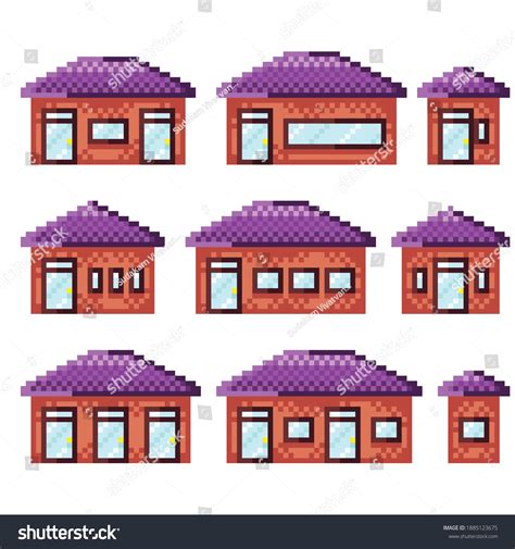 Pixel Houses Game Icons Vector Set Stock Vector Royalty Free