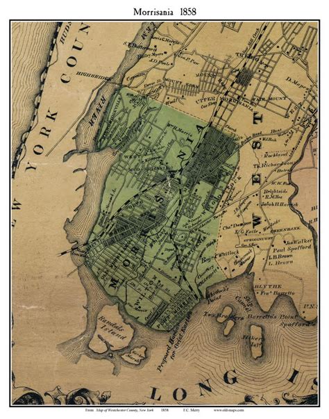 Morrisania New York 1858 Old Town Map Custom Print Westchester Co