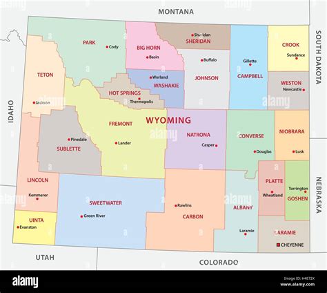 Wyoming Administrative Map Stock Vector Image Art Alamy