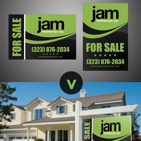 Create a sleek, modern Real Estate for sale sign for J.A.M. Properties ...