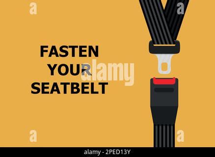 Realistic Passenger Seat Belt Poster Of Social Advertising On Yellow