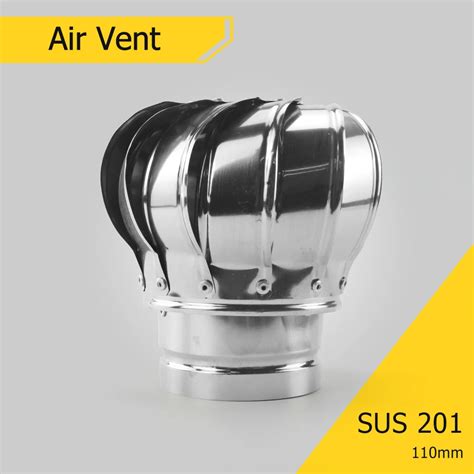 110mm 201 Stainless Steel Unpowered Roof Ventilator Pipefit Attic Ventilating Fan Wind Turbines