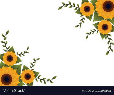 Corner border of sunflower Royalty Free Vector Image