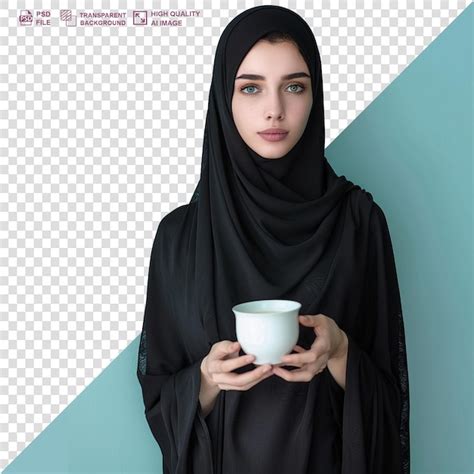 Premium Psd Beautiful Young Muslim Woman In Black Burka Hijab With