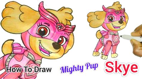 How To Draw Color A Mighty Pup Skye Easy Mighty Pup Skye Drawing