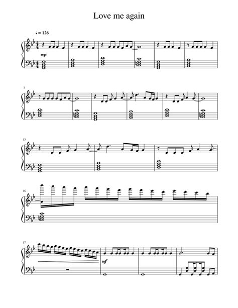 Love Me Again Sheet Music For Piano Solo