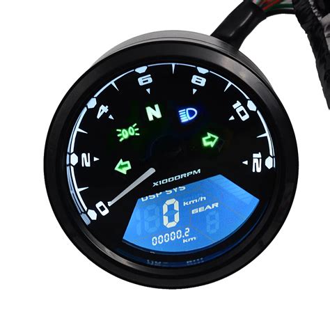 LCD Digital Motorcycle Speedometer Universal Waterproof Black 12000RPM