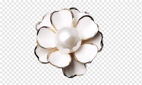 White Flower Decor And Fair Pearl Brooch Jewellery White Camellia