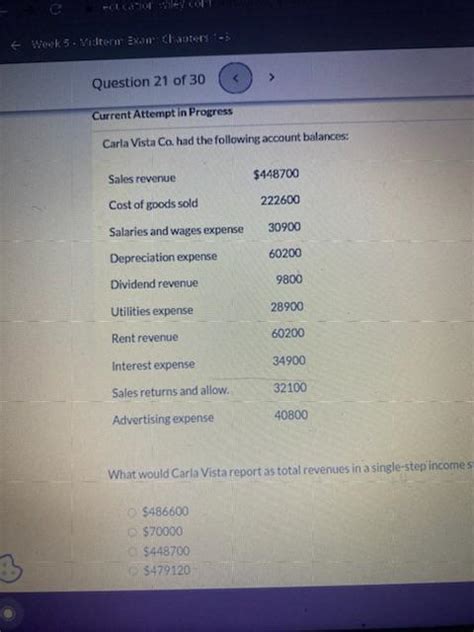 Solved Current Attempt In Progress Carla Vista Co Had The Chegg