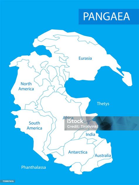 Pangaea Or Pangea Vector Illustration Of Supercontinent That Existed