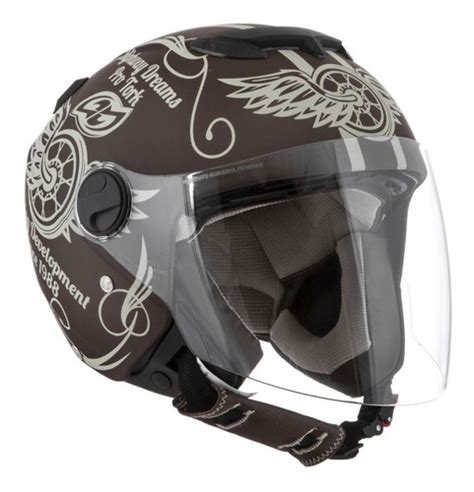 Capacete Para Moto Aberto Pro Tork New Atomic Highway Dreams Marrom