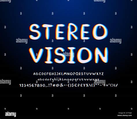 Stereo Style Alphabet Abstract Retro Vector Font White Red Yellow