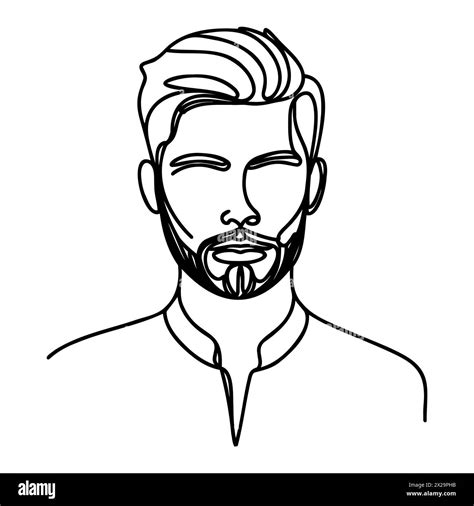 Continuous One Line Drawing Of Man S Face Fashion Minimalist Concept